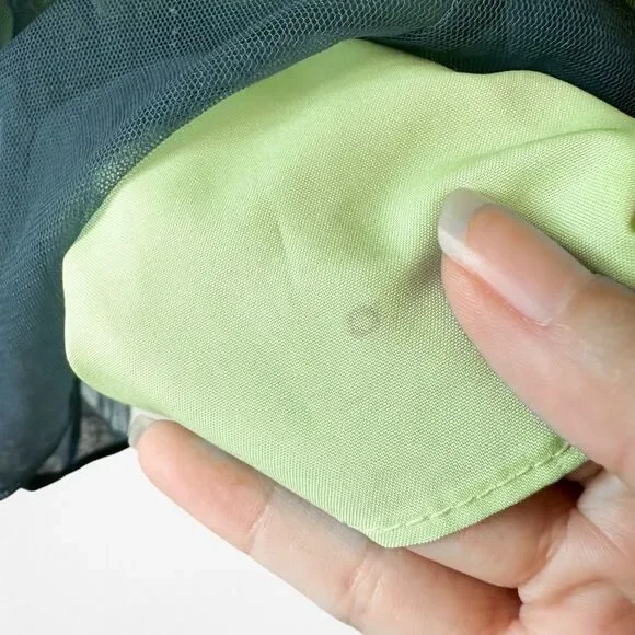 Vintage Y2K 90s Green Floral Halter Beaded Mesh Bodycon Maxi Prom Dress Size S - Picture 14 of 14